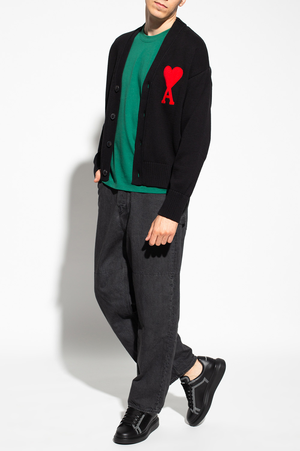 【送料&関税込】Ami Alexandre Mattiussi Green Polo With All- AMI Alexandre Mattiussi Ami De Coeur Polo Shirt, $90